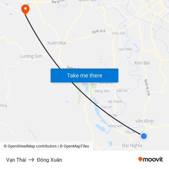 Vạn Thái to Đông Xuân map