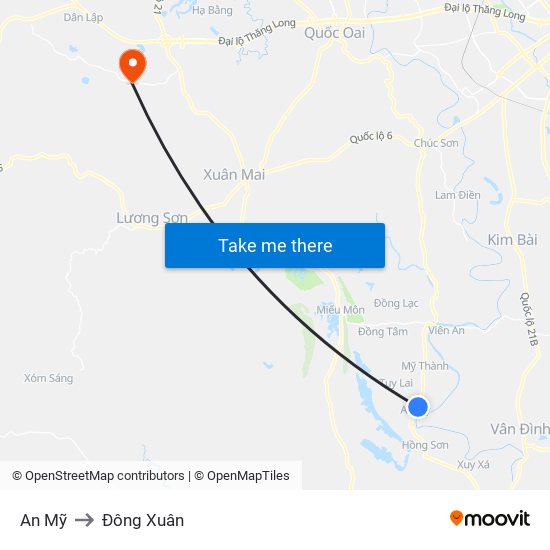 An Mỹ to Đông Xuân map