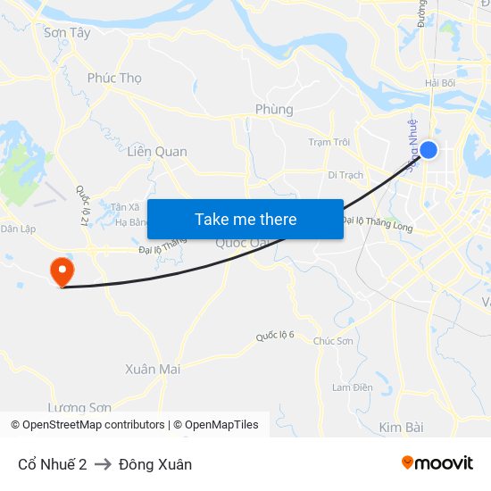 Cổ Nhuế 2 to Đông Xuân map