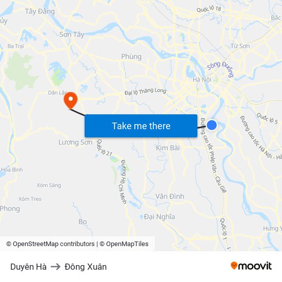 Duyên Hà to Đông Xuân map