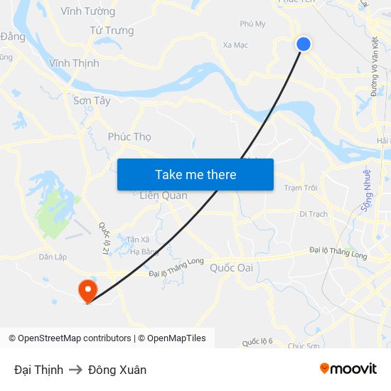 Đại Thịnh to Đông Xuân map