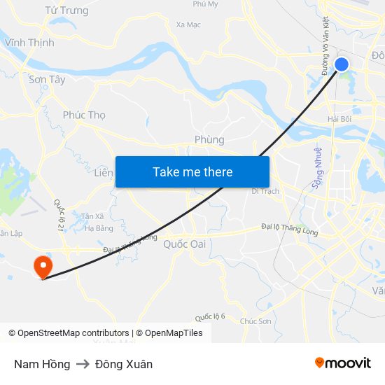 Nam Hồng to Đông Xuân map