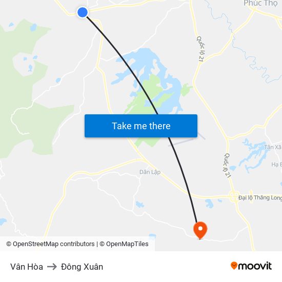 Vân Hòa to Đông Xuân map