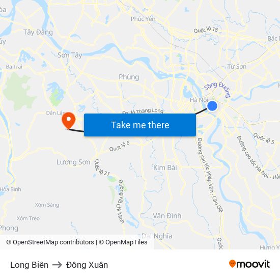 Long Biên to Đông Xuân map