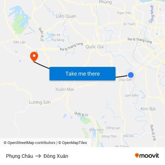 Phụng Châu to Đông Xuân map