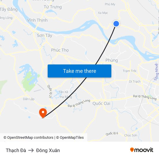 Thạch Đà to Đông Xuân map