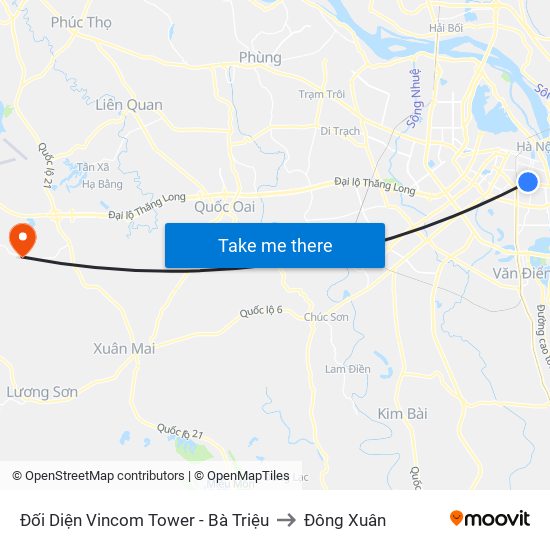 Đối Diện Vincom Tower - Bà Triệu to Đông Xuân map