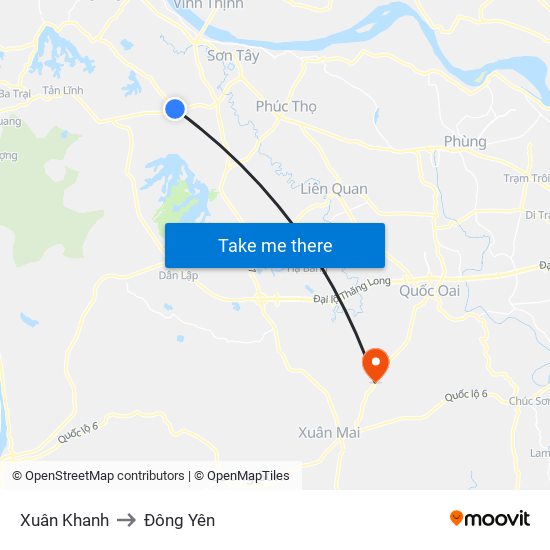 Xuân Khanh to Đông Yên map