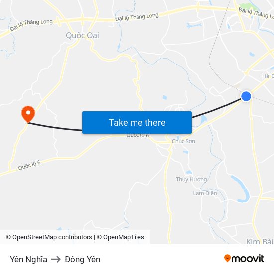 Yên Nghĩa to Đông Yên map