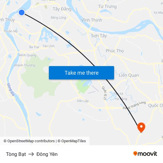 Tòng Bạt to Đông Yên map