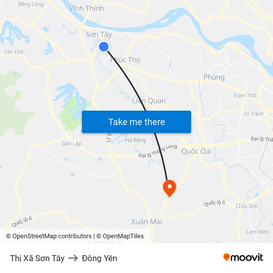 Thị Xã Sơn Tây to Đông Yên map