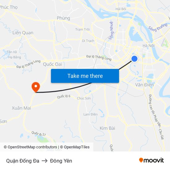 Quận Đống Đa to Đông Yên map