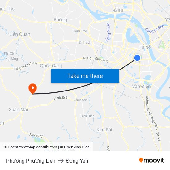 Phường Phương Liên to Đông Yên map