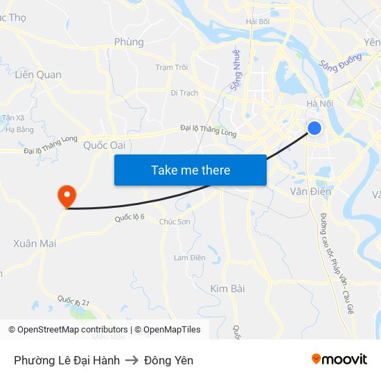 Phường Lê Đại Hành to Đông Yên map