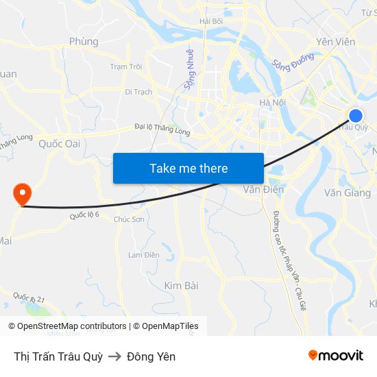 Thị Trấn Trâu Quỳ to Đông Yên map