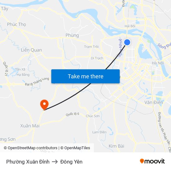 Phường Xuân Đỉnh to Đông Yên map