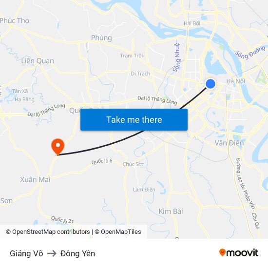 Giảng Võ to Đông Yên map