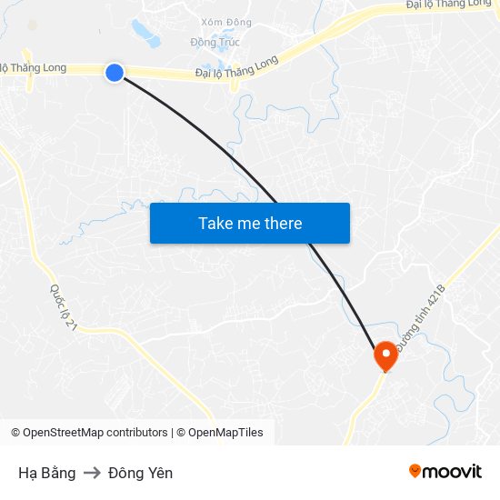 Hạ Bằng to Đông Yên map