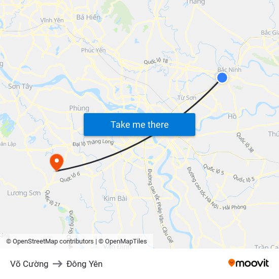 Võ Cường to Đông Yên map