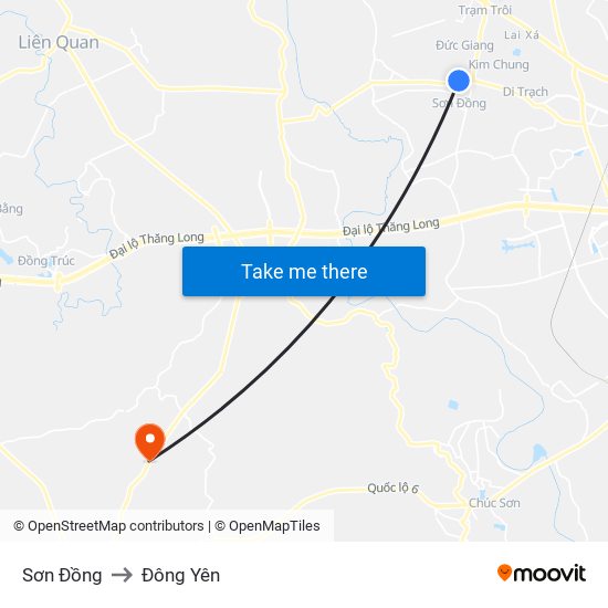 Sơn Đồng to Đông Yên map