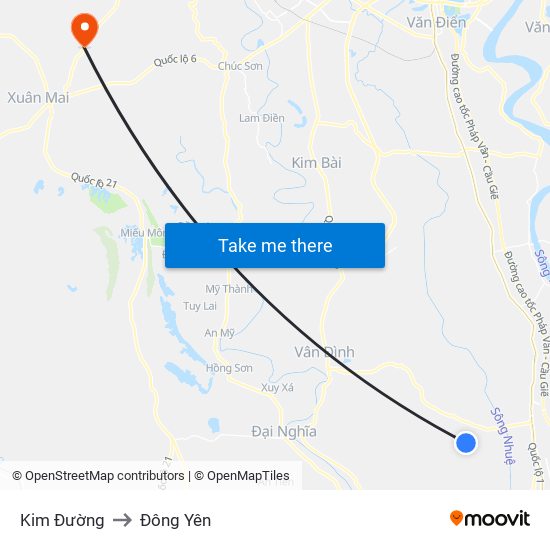 Kim Đường to Đông Yên map