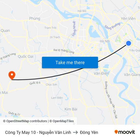 Công Ty May 10 - Nguyễn Văn Linh to Đông Yên map