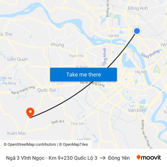 Ngã 3 Vĩnh Ngọc - Km 9+230 Quốc Lộ 3 to Đông Yên map