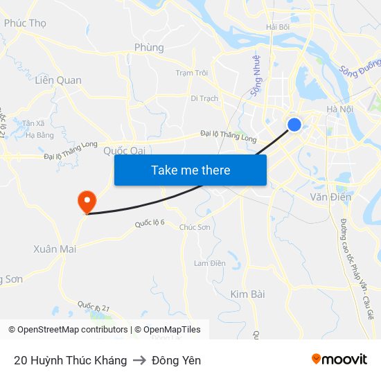 20 Huỳnh Thúc Kháng to Đông Yên map