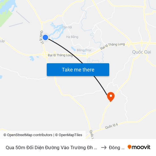 Qua 50m Đối Diện Đường Vào Trường Đh Fpt, Hòa Lạc to Đông Yên map