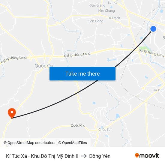 Kí Túc Xá - Khu Đô Thị Mỹ Đình II to Đông Yên map