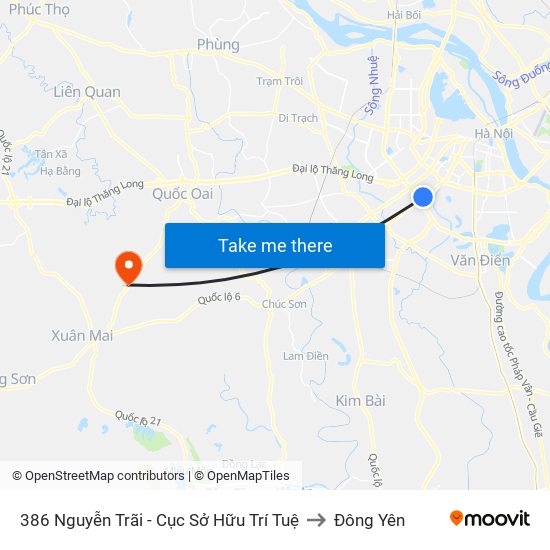 386 Nguyễn Trãi - Cục Sở Hữu Trí Tuệ to Đông Yên map