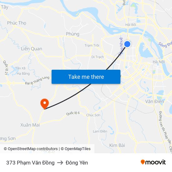 373 Phạm Văn Đồng to Đông Yên map