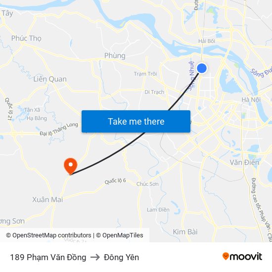 189 Phạm Văn Đồng to Đông Yên map