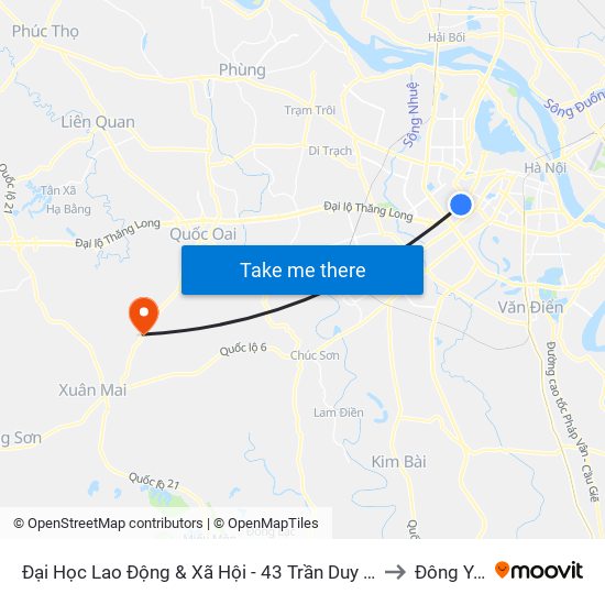 Đại Học Lao Động & Xã Hội - 43 Trần Duy Hưng to Đông Yên map