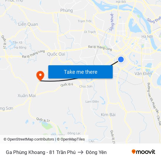 Ga Phùng Khoang - 81 Trần Phú to Đông Yên map