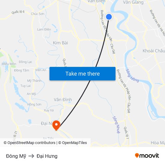 Đông Mỹ to Đại Hưng map