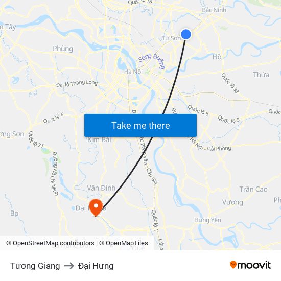 Tương Giang to Đại Hưng map