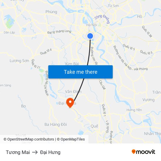 Tương Mai to Đại Hưng map