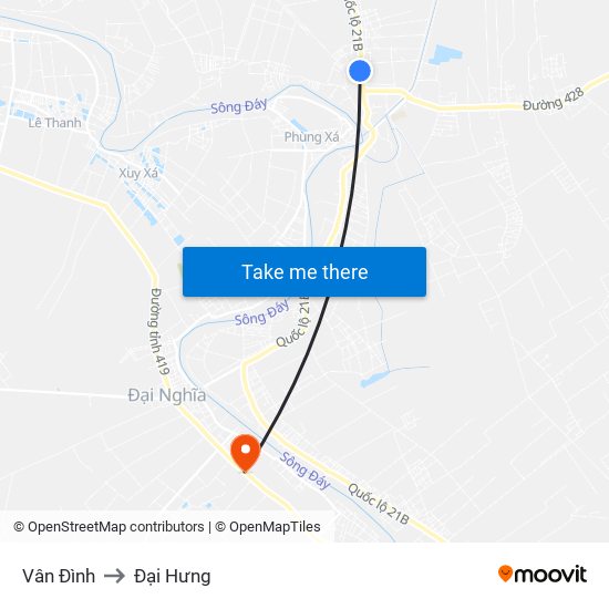 Vân Đình to Đại Hưng map