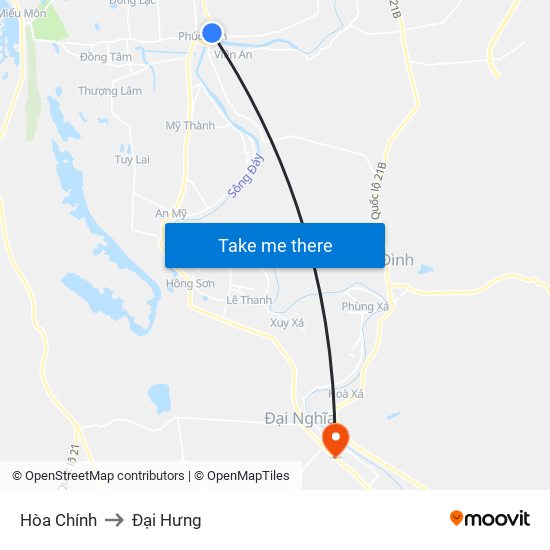 Hòa Chính to Đại Hưng map