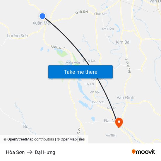 Hòa Sơn to Đại Hưng map