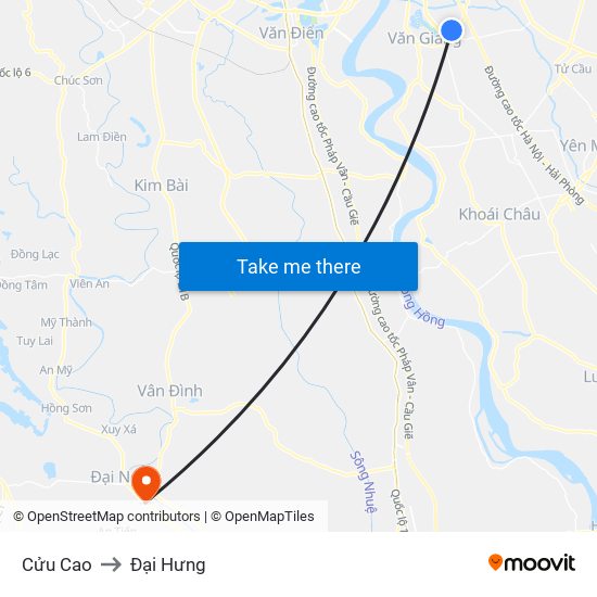 Cửu Cao to Đại Hưng map