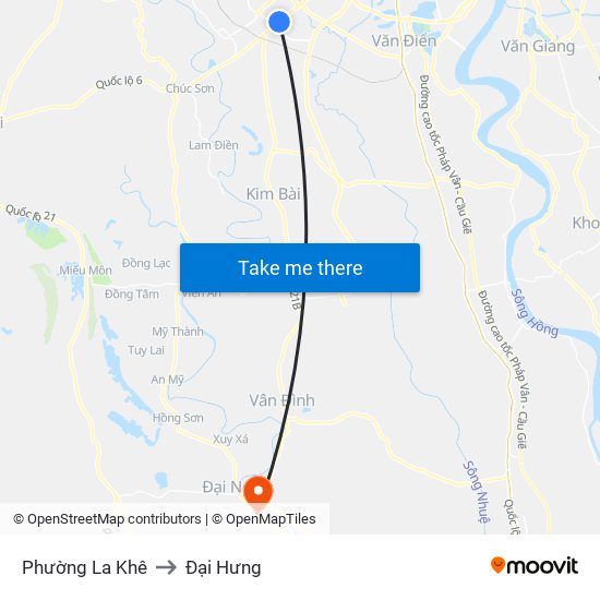 Phường La Khê to Đại Hưng map