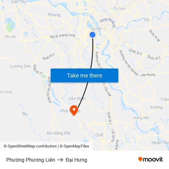 Phường Phương Liên to Đại Hưng map