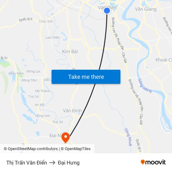 Thị Trấn Văn Điển to Đại Hưng map