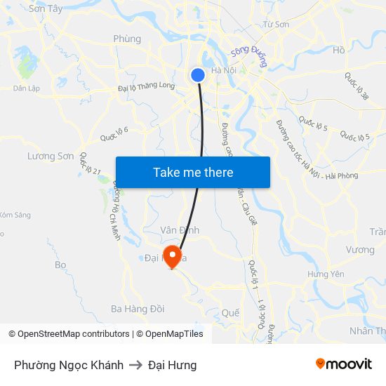 Phường Ngọc Khánh to Đại Hưng map