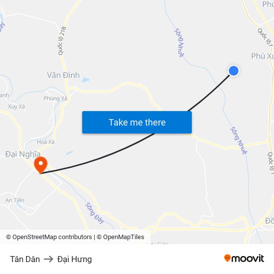 Tân Dân to Đại Hưng map