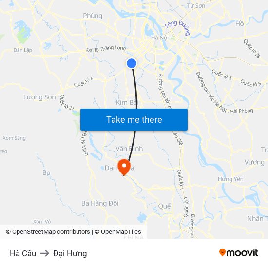 Hà Cầu to Đại Hưng map