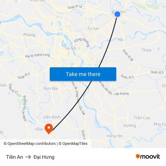 Tiền An to Đại Hưng map