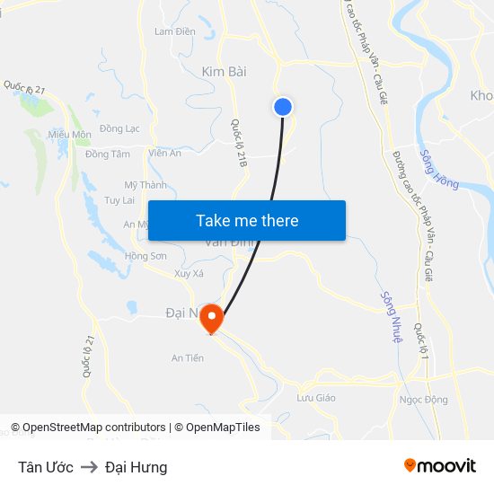 Tân Ước to Đại Hưng map